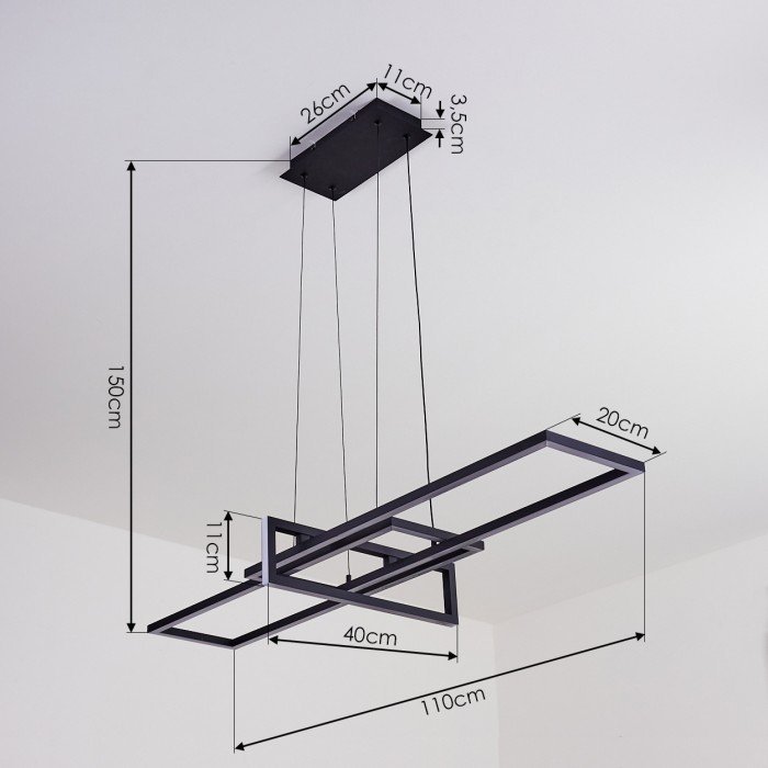 Suspension OMEGA led Noir, variateur intégré, de marque allemande. – Image 4