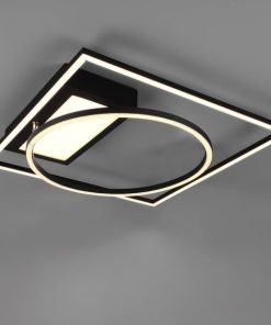 Plafonnier DOWNEY LED Nickel mat, lumière variable avec interrupteur, marque allemande.
