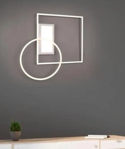 Alternative view of Plafonnier DOWNEY LED Nickel mat, lumière variable avec interrupteur, marque allemande.