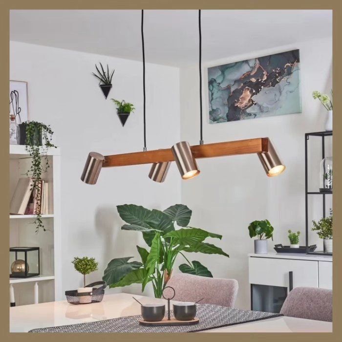 Suspension ZUOZ Nickel mat, Écru, 4 lumières orientables, de marque allemande.