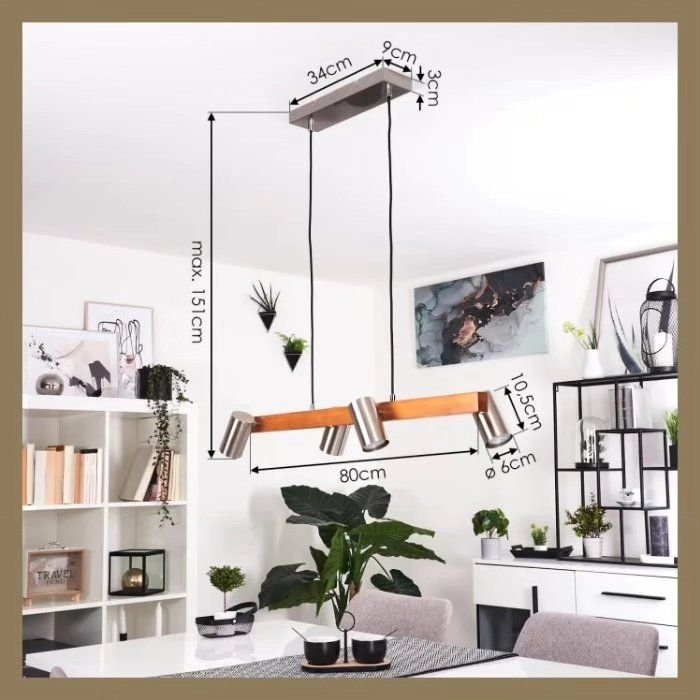 Suspension ZUOZ Nickel mat, Écru, 4 lumières orientables, de marque allemande. – Image 4