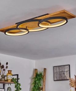 Très beau plafonnier style scandinave bois clair et Led, de marque allemande.