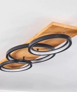 Alternative view of Très beau plafonnier style scandinave bois clair et Led, de marque allemande.