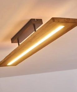 Plafonnier ADAK  LED , design moderne scandinave, en bois et métal brut, variateur intégré.