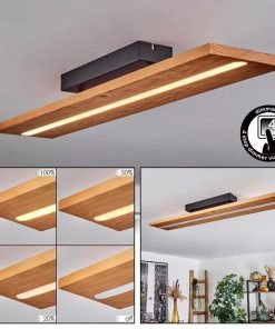 Alternative view of Plafonnier ADAK  LED , design moderne scandinave, en bois et métal brut, variateur intégré.