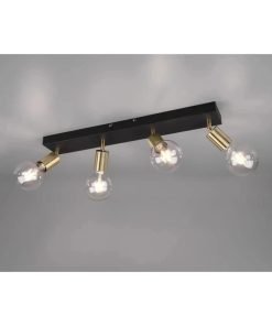 Alternative view of Plafonnier design simple élégant, métal noir et or, de marque allemande.