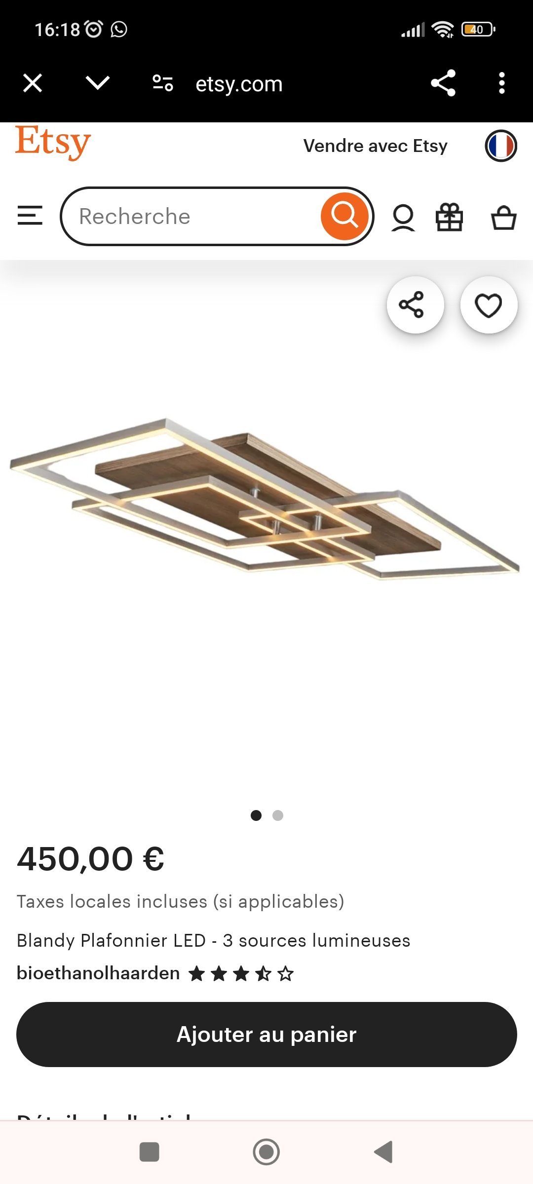 Plafonnier led design moderne, lumière et intensité variables avec télécommande. – Image 4