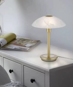Lampe de table design sobre chic , en verre et laiton, TACTILE
