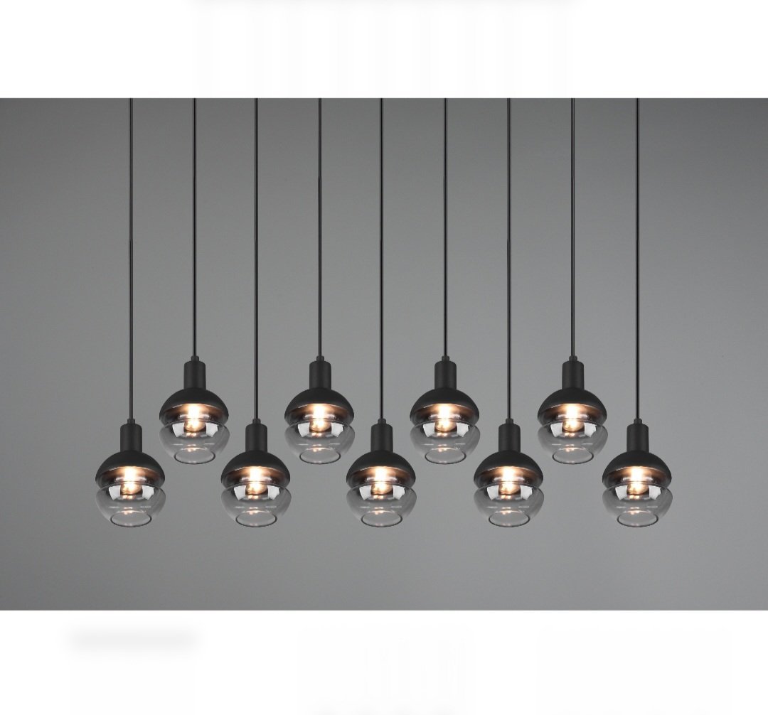 Suspension Melani– L’élégance du design allemand en verre noir et fumé.