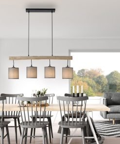 Suspension Leuchten-Direkt GREEN TRIBU Écru, Noir, 4 lumières