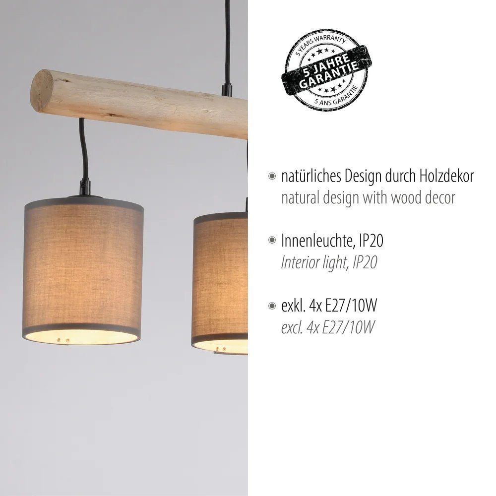 Suspension Leuchten-Direkt GREEN TRIBU Écru, Noir, 4 lumières – Image 2