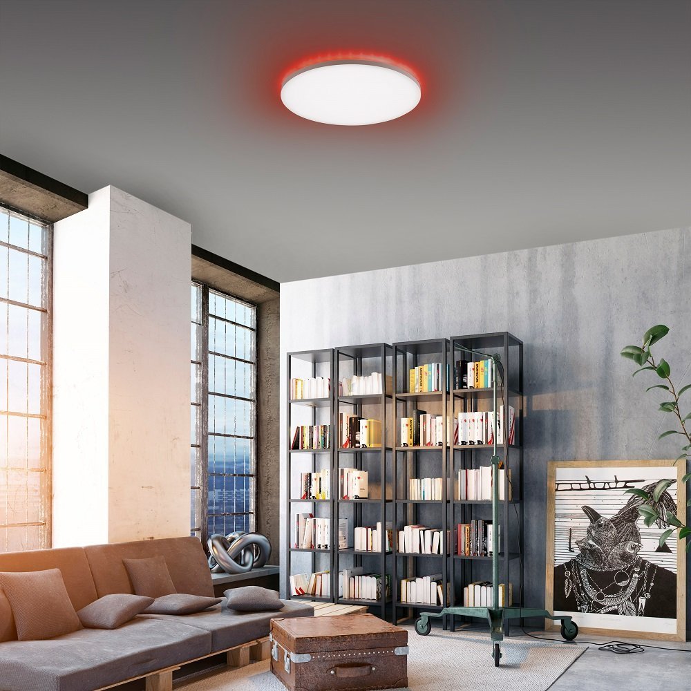 GUSTAVE ,plafonnier LED design moderne élégant fin, variateur avec télécommande.