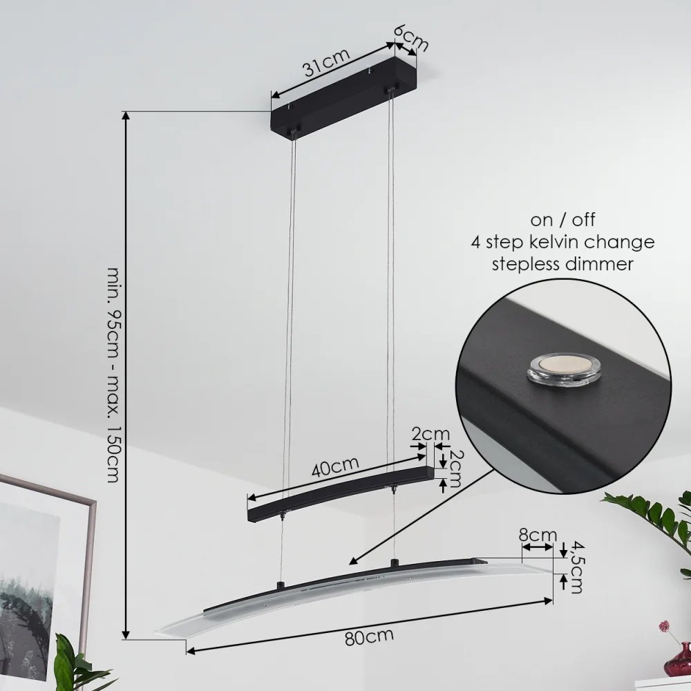 Suspension LED BALCAIRN,
Un design allemand unique avec lumière ajustable pour une ambiance parfaite. – Image 4