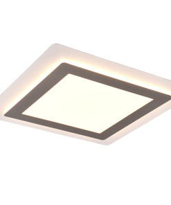 Plafonnier led design, MORGAN ,en métal finition nickel mat, variateur avec télécommande.