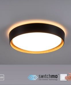 EMILIA, plafonnier LED design moderne, bois et métal, variateur intégré.