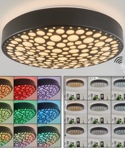 Plafonnier LED allemand CHIZU : lumière variable, intensité réglable, design moderne et télécommande incluse.
