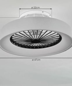 Alternative view of Plafonnier ventilateur avec tissu raffiné, lumière et ventilation réglables à la télécommande.