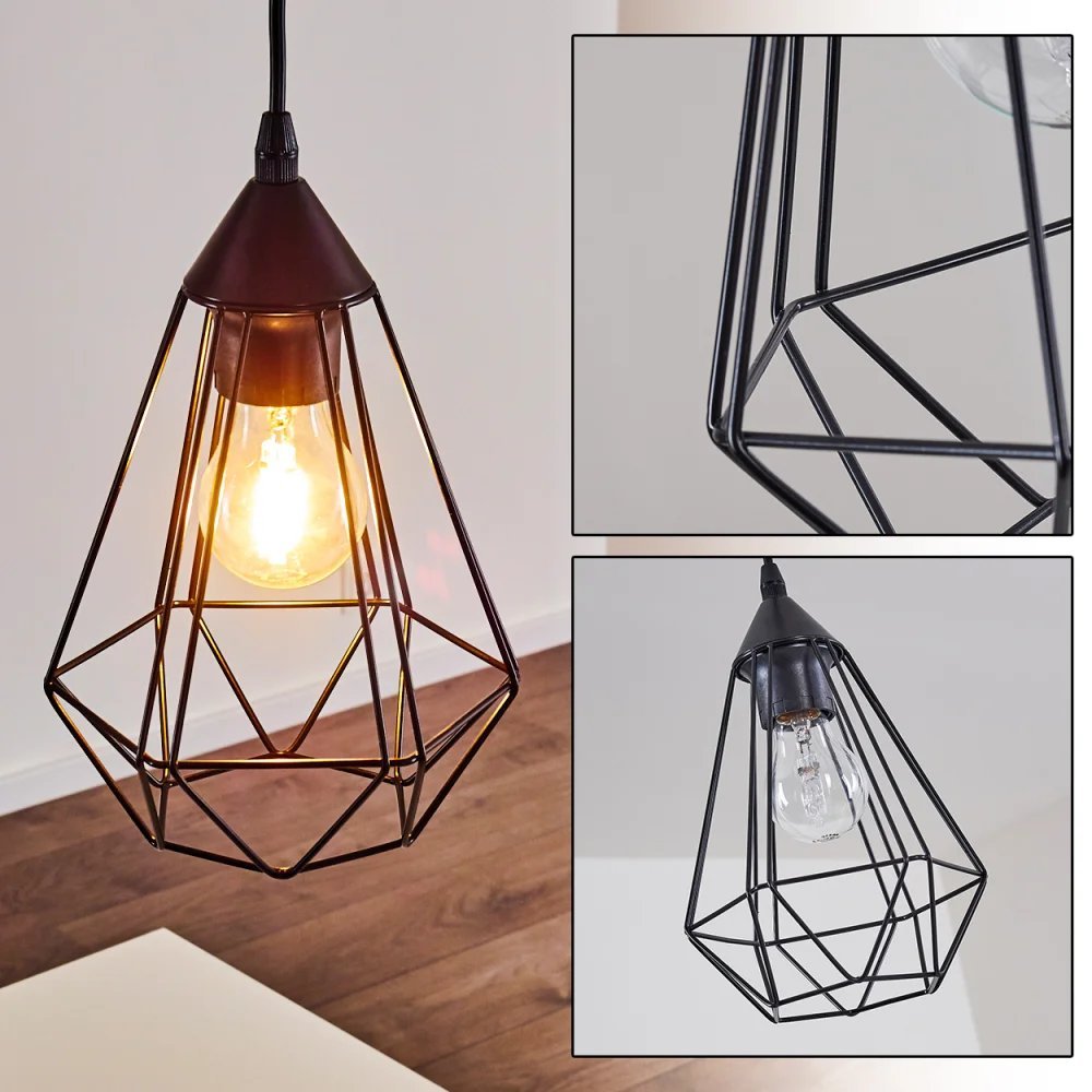 Suspension 𝑪𝑬𝑵𝑶𝑽𝑨 – style industriel en métal noir mat.