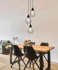 Alternative view of Suspension 𝑪𝑬𝑵𝑶𝑽𝑨 – style industriel en métal noir mat.