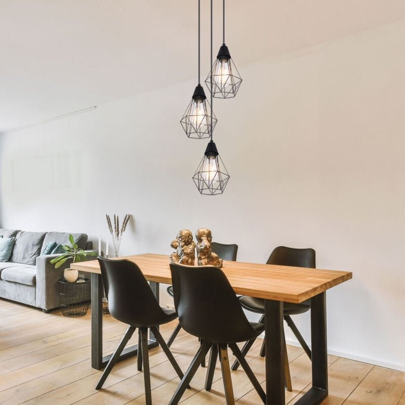 Suspension 𝑪𝑬𝑵𝑶𝑽𝑨 – style industriel en métal noir mat. – Image 2