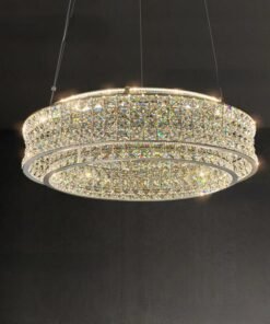 Suspension LED ZEVION en PUR cristal et acier inoxydable – Dimmable & température réglable